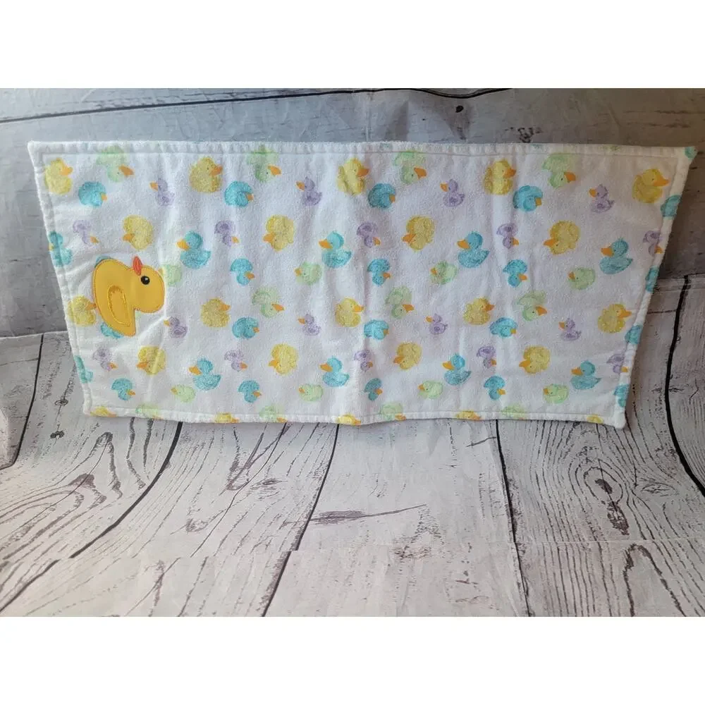 2 Handmade Burp Cloths Duckies And Elephant Flannel Material 17in Long